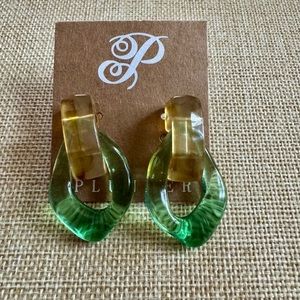 Plunder Green and Golden Acrylic Drop Earrings